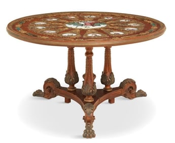 Napoleonic Porcelain Plaque Mounted Center Table