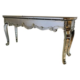 Hollywood Regency Mirrored Console with Applied Decoration and Cabriolet legs