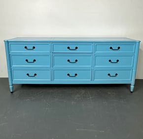 Hollywood Regency Baker Dresser / Sideboard, Cerulean Blue Lacquer,