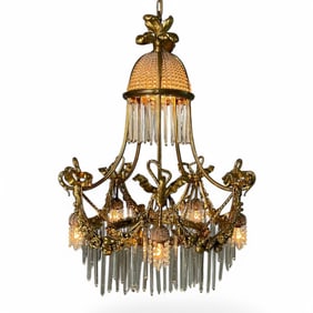 Louis XVI Style, Russian Neoclassical, Bronze, Crystal, Chandelier, France 1900s