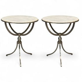 Neoclassical Style, Steel, Marble, End Tables, USA, 20th c.
