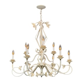 Mid Century Modern, Gustavian, Iron, Large Chandelier, USA, 1960s