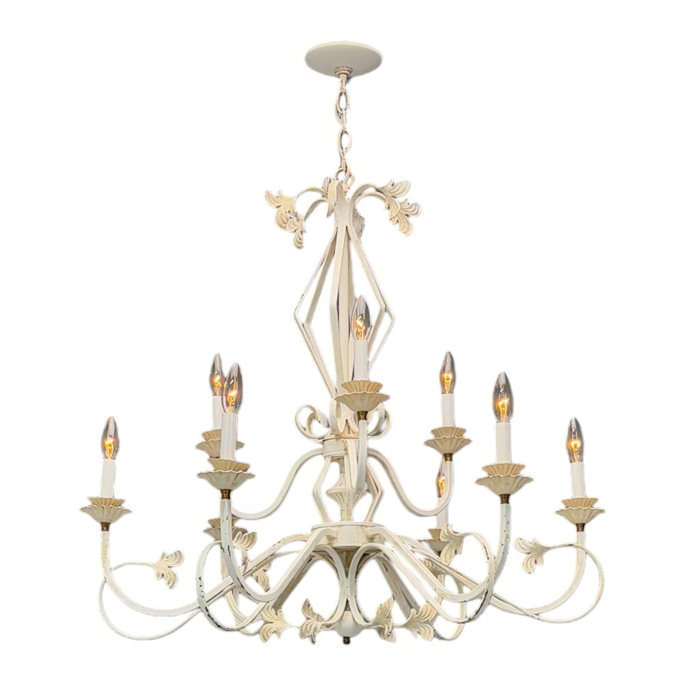 Mid Century Modern, Gustavian, Iron, Large Chandelier, USA, 1960s (1 of 10)