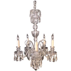 Fine Cut Crystal Georgian Chandelier with Large Pendants