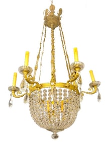 French Beaded Dome 9 Light Basket From Chandelier