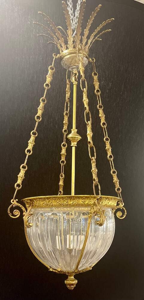 20th Century Dore Bronze Chandelier, Louis XVI Dome Style (1 of 10)