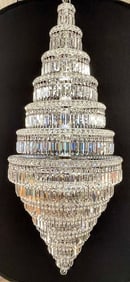 13 Tier Wedding Cake Chandelier. Crystal Prisms. 1970s