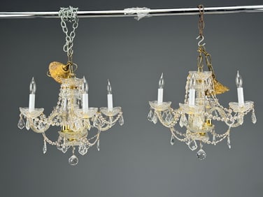 Pair of Crystal and Bronze Chandeliers (Second set)