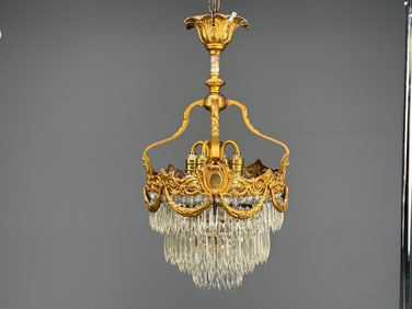 Crystal and Brass Chandelier