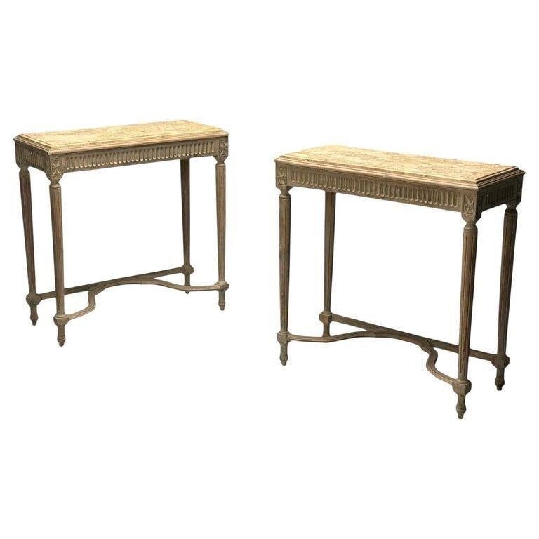 Gustavian, Louis XVI Style Console Tables, Marble (1 of 9)
