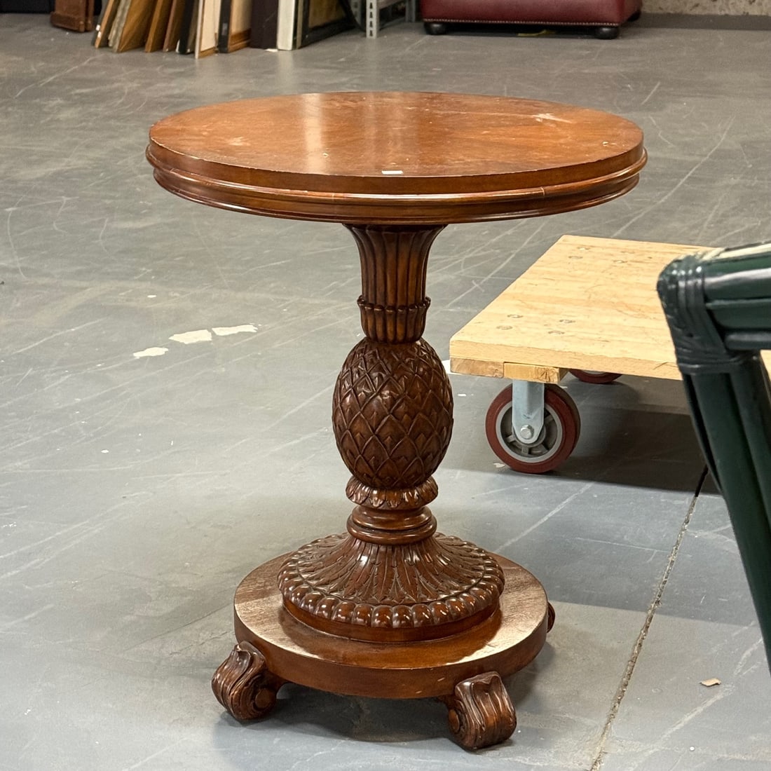 End or Side Table, Mahogany, Pineapple Base - 2