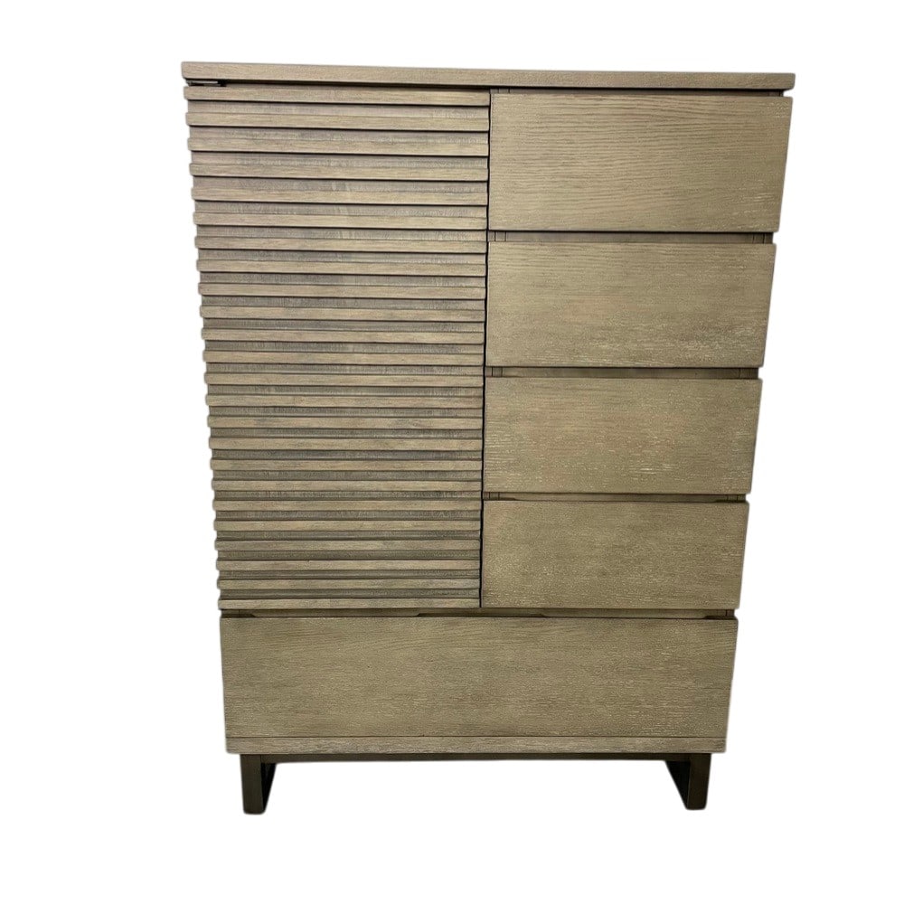 Pickled Modern Hi Chest, Armoire Cabinet, Wardrobe, Metal Base (1 of 15)