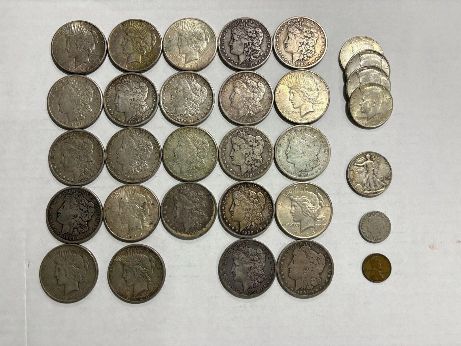 Lot of 31 Silver Coins, 24 Silver Dollar Pre 1964 (1 of 6)
