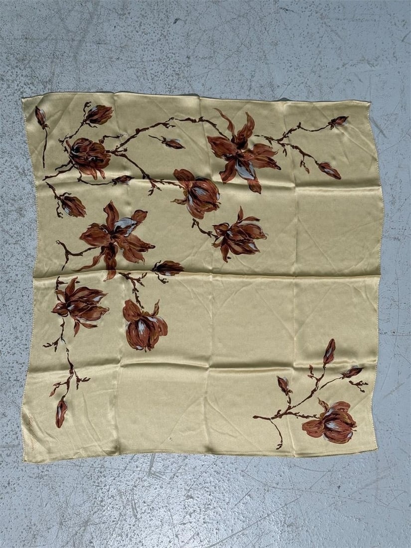 Two Silk Scarves, Ralph Lauren: Ralph Lauren, 100% Silk, 32 x 32 inches.Millicent, 21 x 21 inches