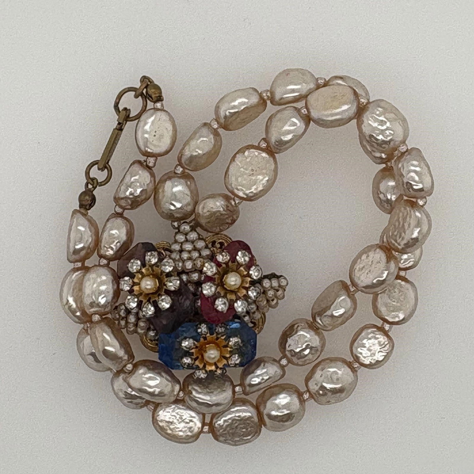 Vintage Miriam Haskell Pendant, Colored, Signed (1 of 5)