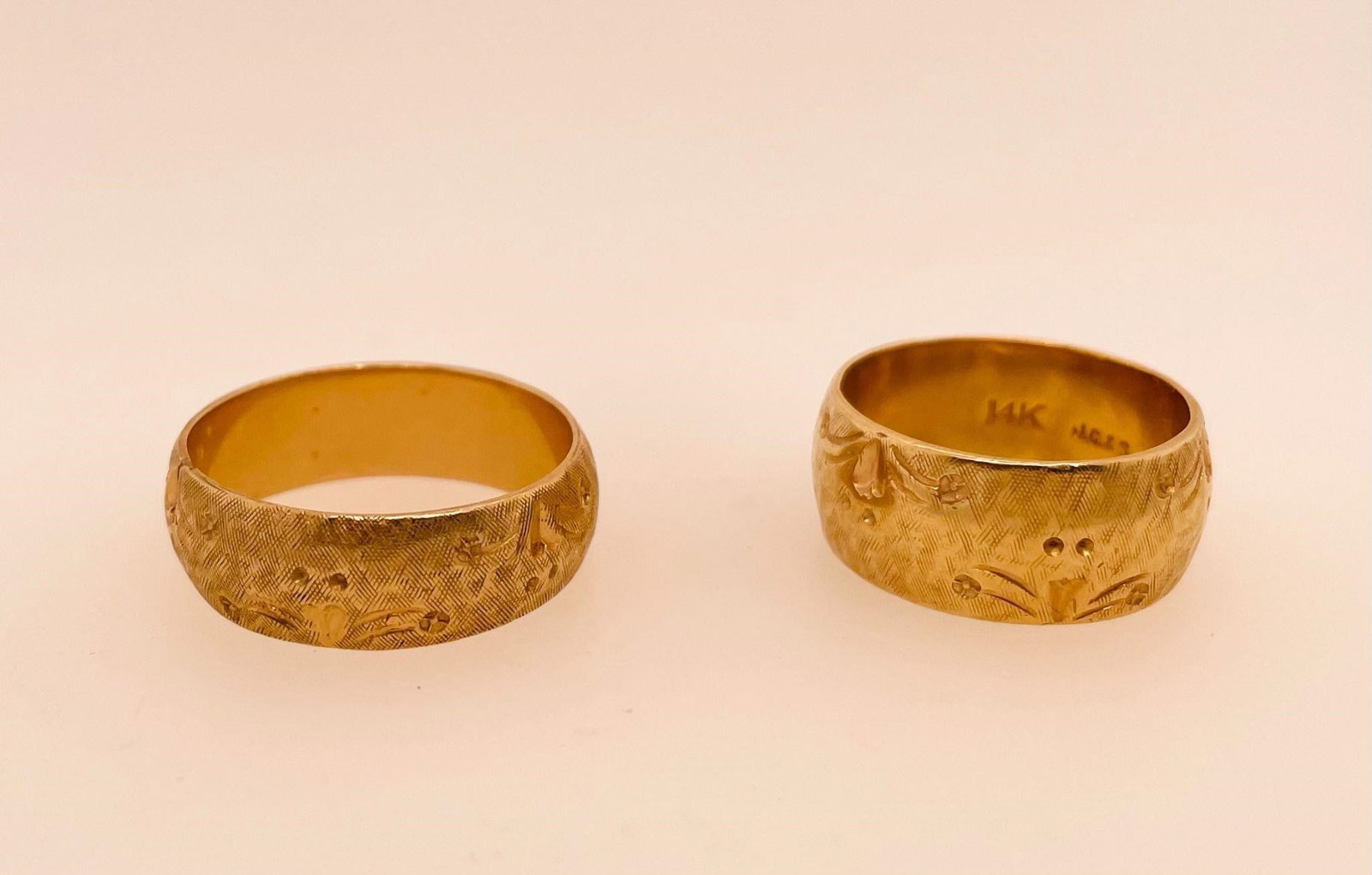 14K Yellow Gold Wedding Bands, His an Hers 16.75 g (1 of 5)