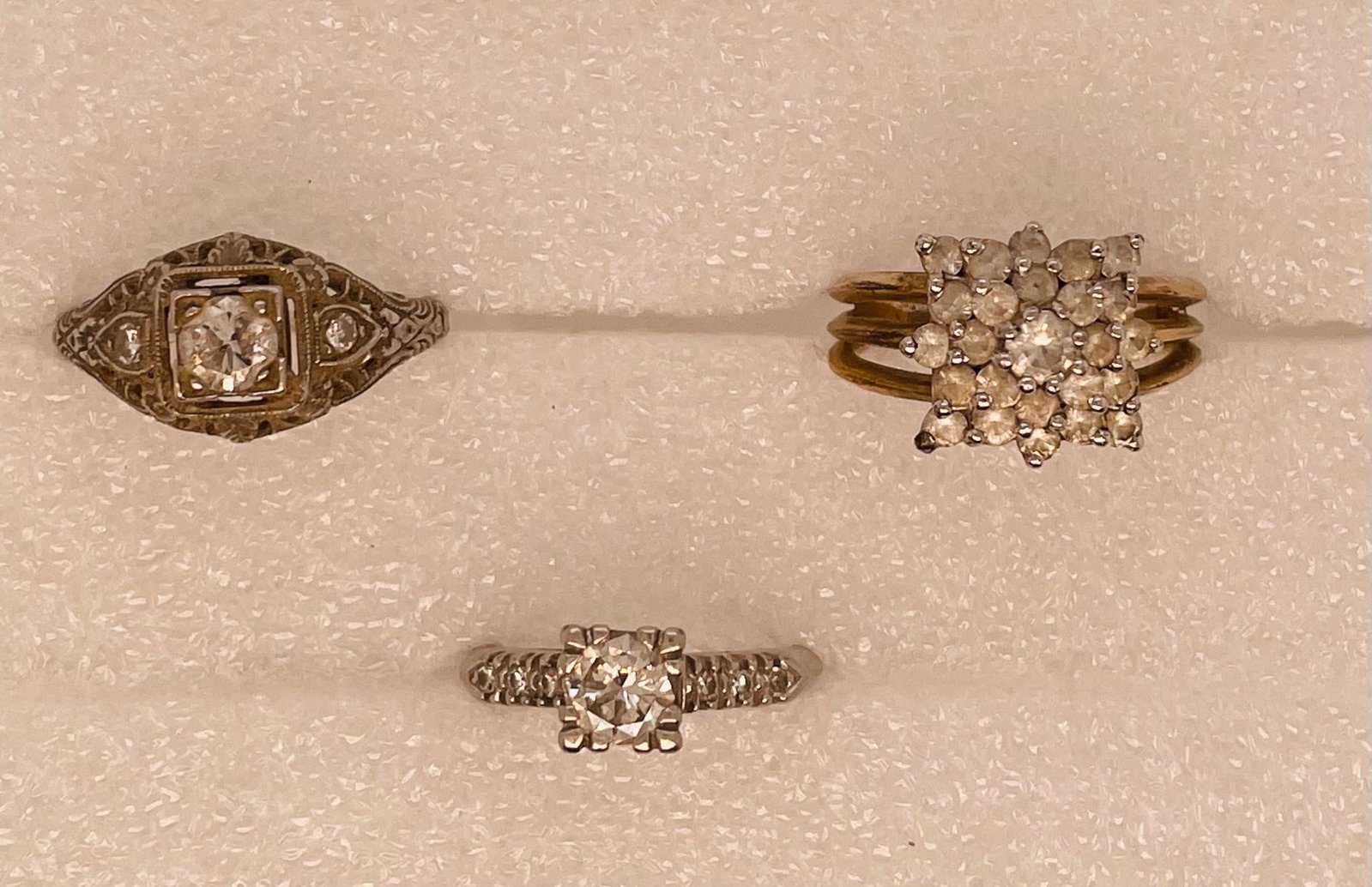 14K and Platinum Diamond Rings, Three Rings, (1 of 8)