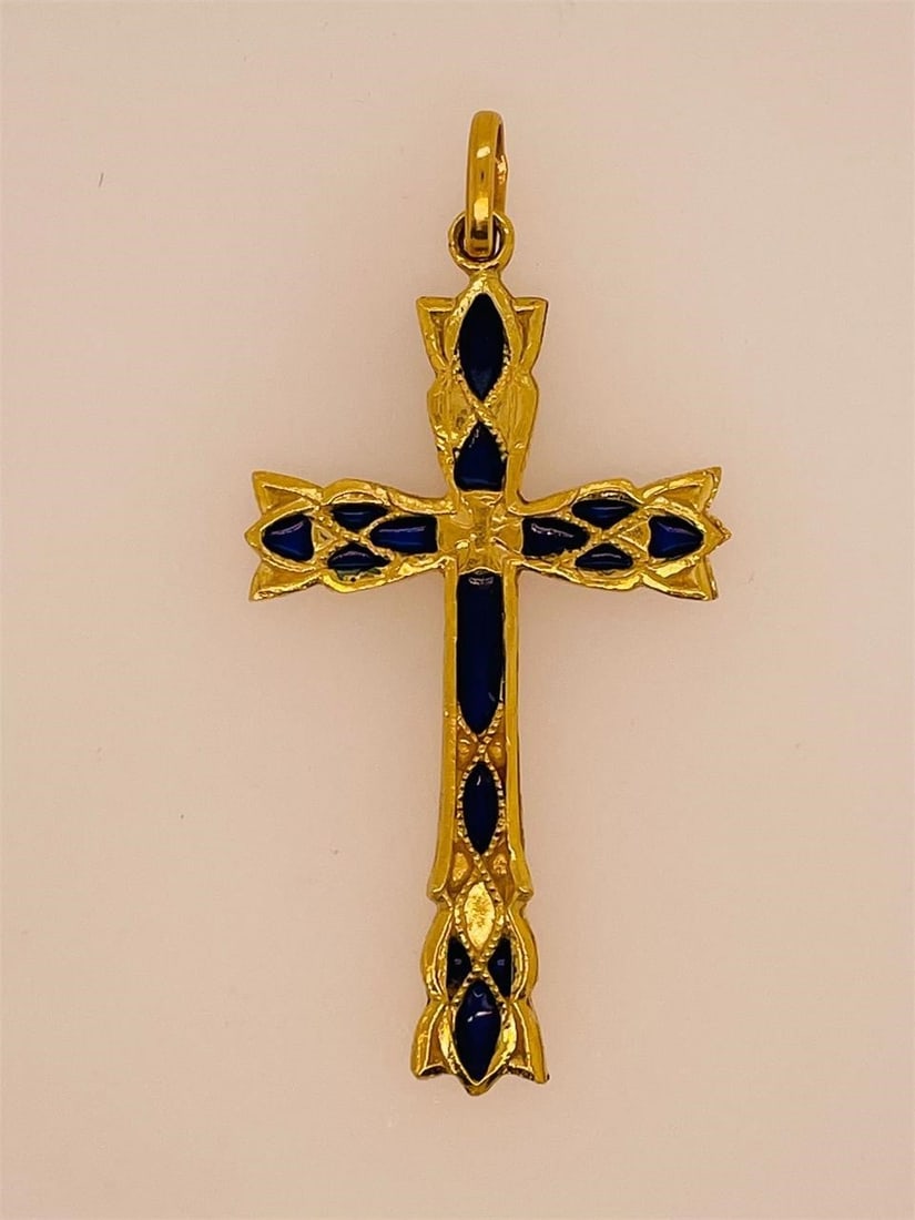 22K Gold Crucifix, 10.34 grams, Enamel (1 of 7)