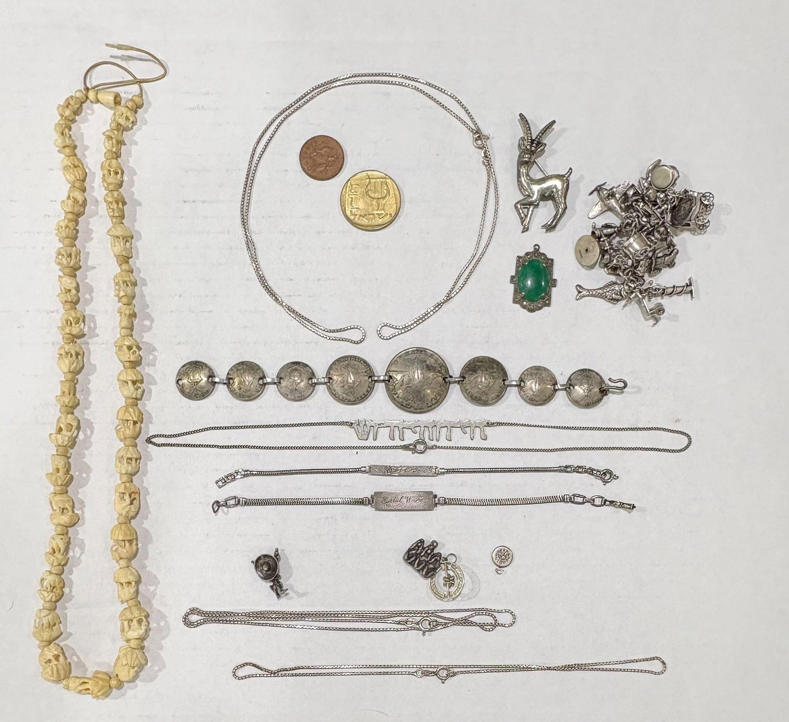 Lot of Sterling, Charm Bracelet, Coins, Bracelets (1 of 13)