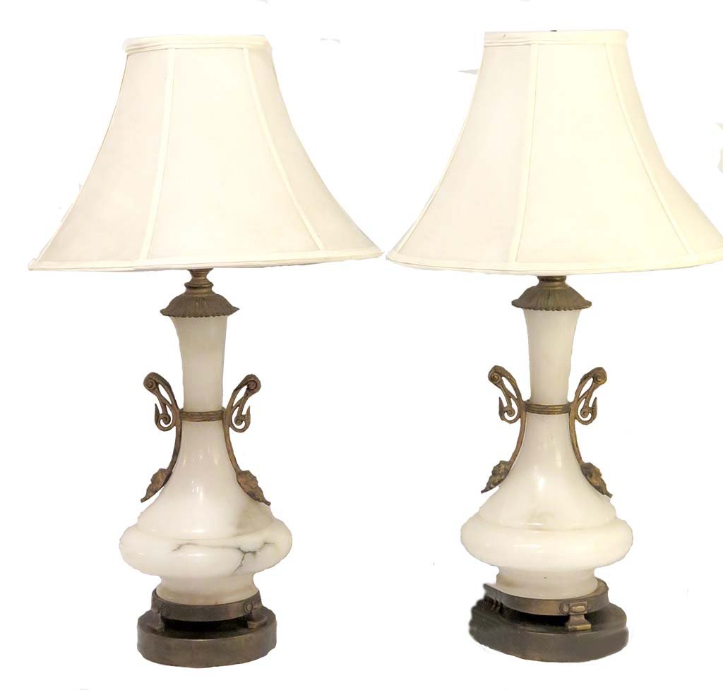 PAIR WHITE MARBLE LAMPS (1 of 7)