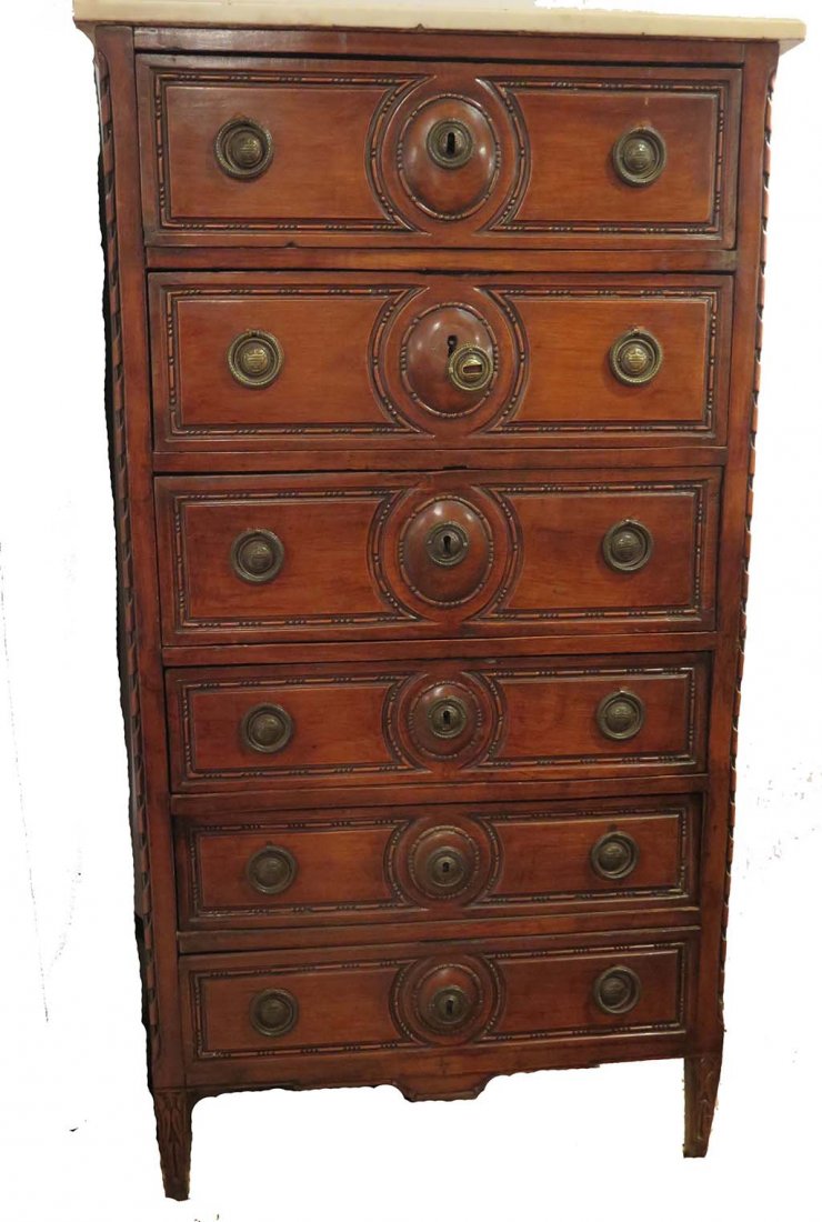 ANTIQUE FRENCH STYLE TALL CHEST (1 of 7)