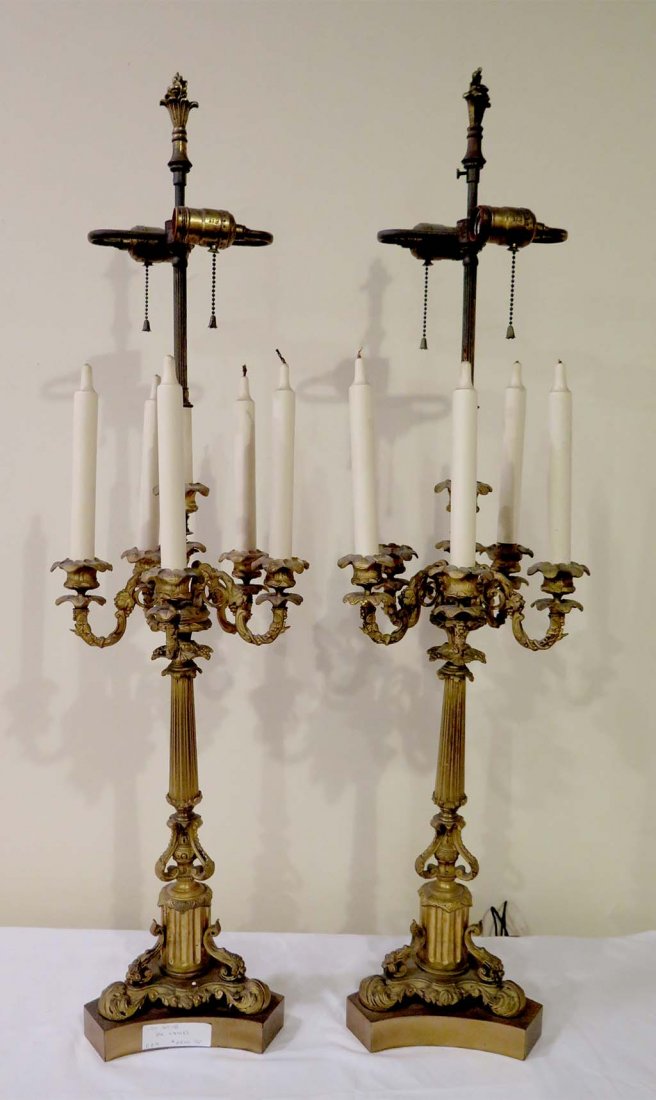 PAIR 19th CENTURY BRONZE CANDLEABRUM (1 of 6)