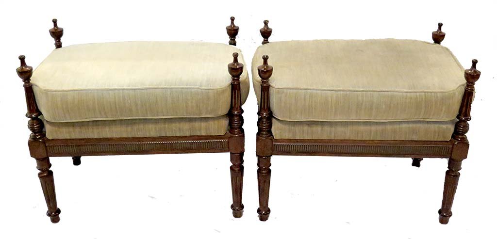 PAIR LOUIS XVI STYLE TABOURET STOOLS (1 of 6)