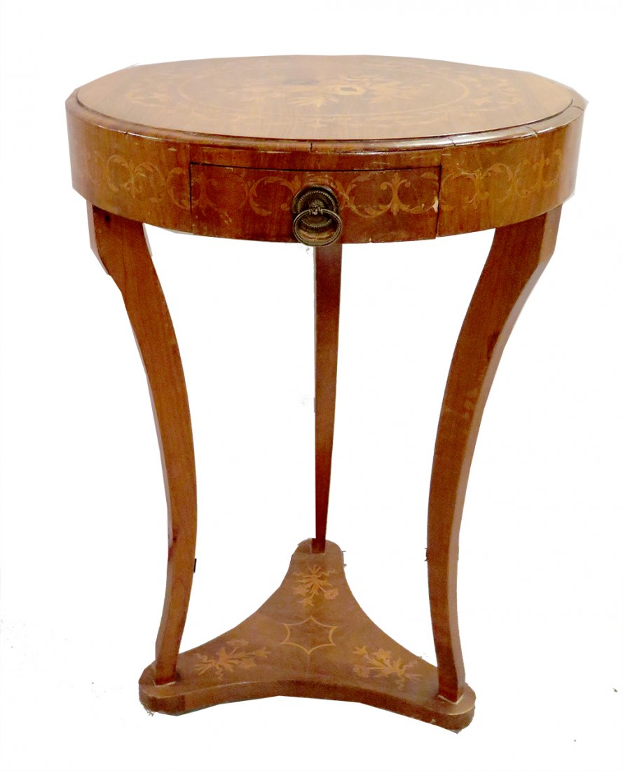 INLAID CIRCUALR SIDE TABLE (1 of 8)