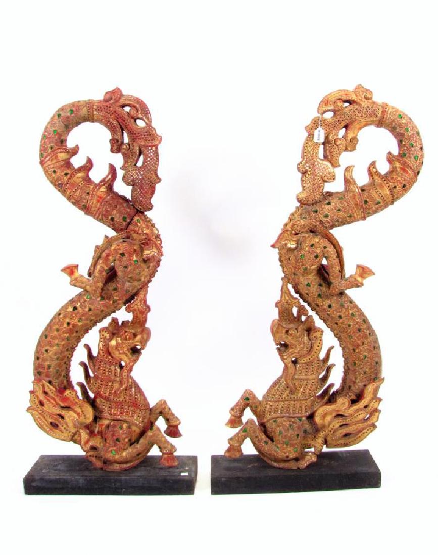Pair of Balinese Dragon Carvings (1 of 4)