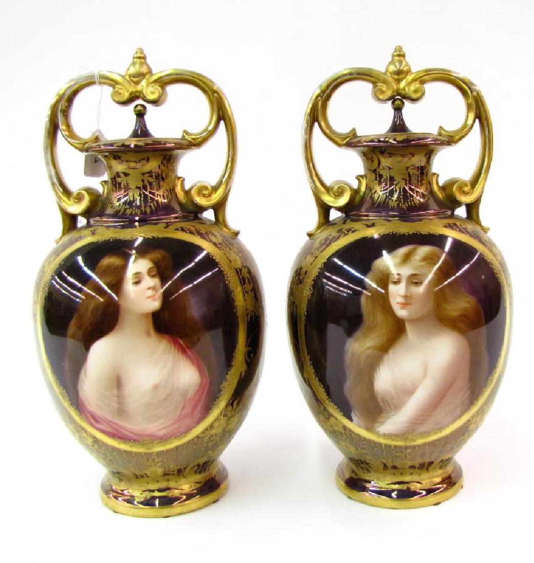 Pair of Austrian Porcelain Portrait Vases (1 of 7)