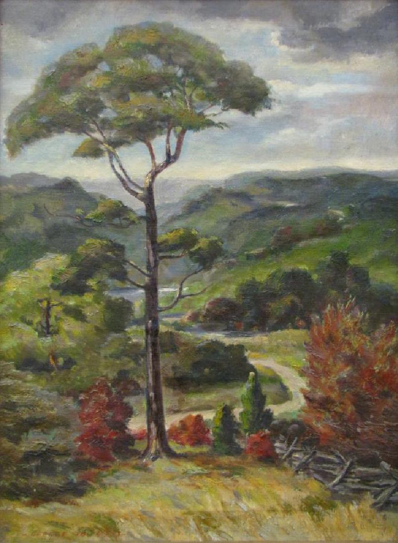 George Jo Mess 24x18 O/C Ohio River Valley: George Jo Mess (IN/OH,1898 - 1962) 24x18 , O/C , signed lower left , Ohio River Valley , Depicting: landscape with road, hills