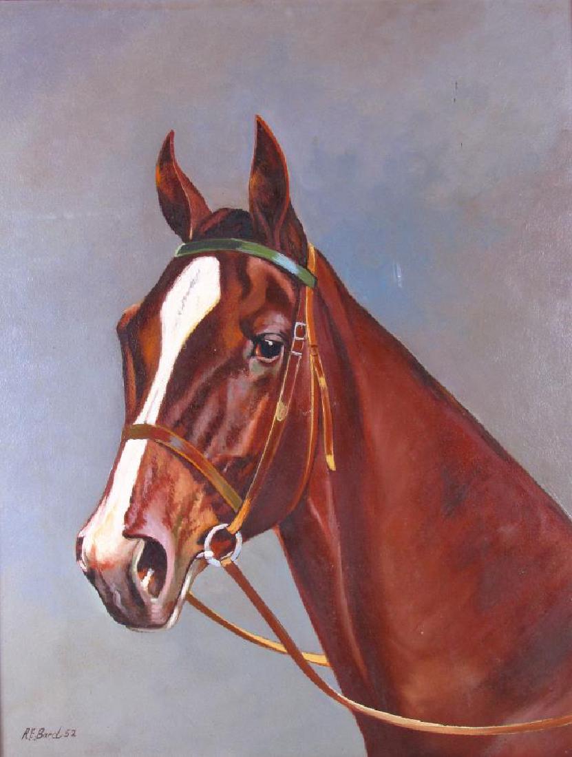 Arthur E. Bard 28x22 O/C Portrait of Horse: Arthur E. Bard (OH, 1905-1979) 28x22 , O/C , signed lower left, 1952 , Portrait of Horse Bard born 1905 in Portsmouth, Ohio and died 3-15-1979 in Portsmouth, Ohio. He was an Artist and owned and opera