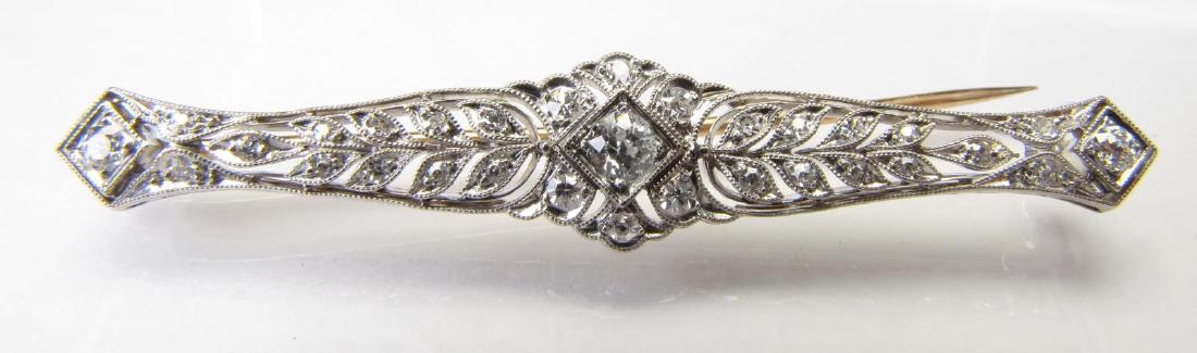 White Gold Antique Diamond Bar Pin (1 of 1)