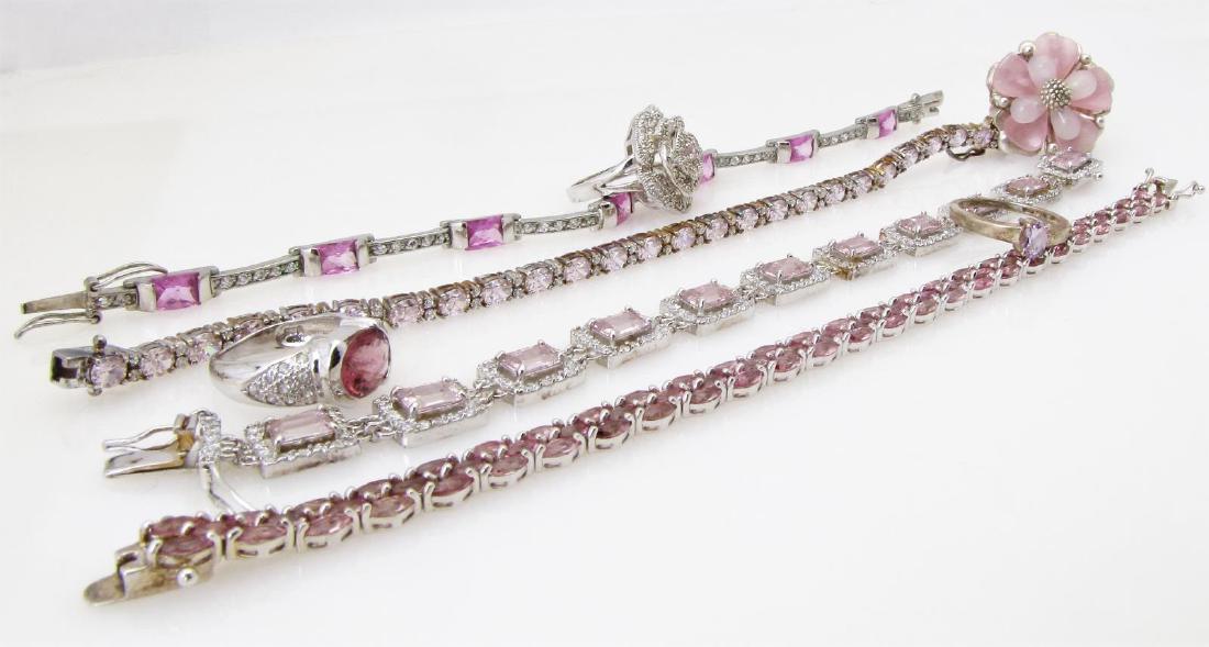 Sterling Silver Pink Stone Bracelets and Rings (1 of 1)