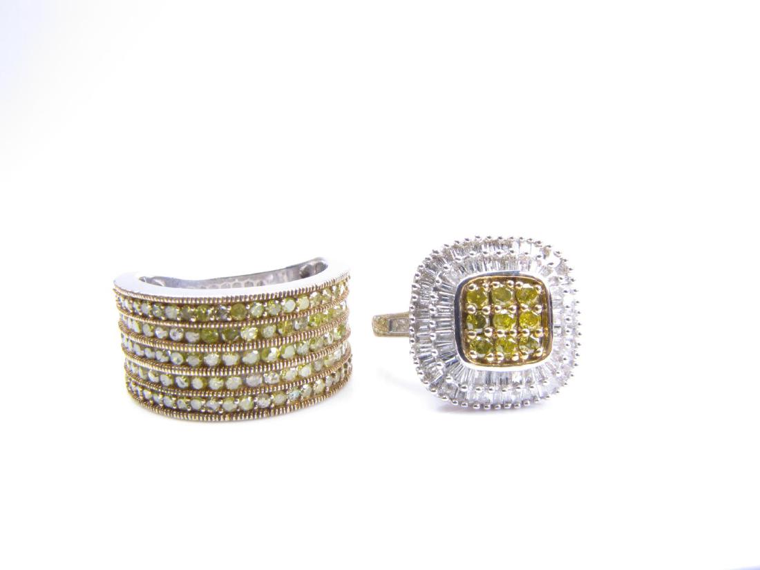Two Sterling Silver Yellow and White Diamond Rings (1 of 1)