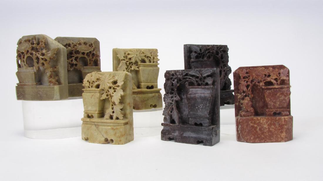 Group of Oriental Carved Soapstone Bookends (1 of 11)