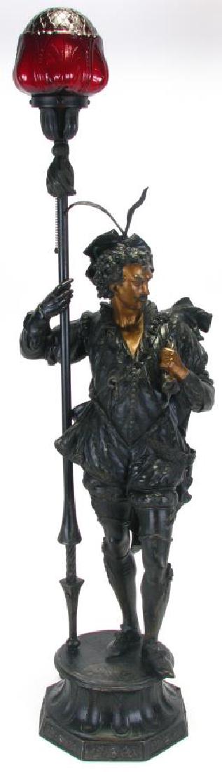 Cast Metal Figural Newel Post Lamp (1 of 5)