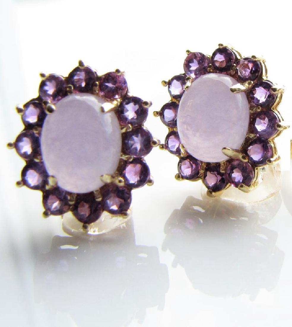 14K YG Lavender Jadeite Earrings with Amethyst (1 of 1)