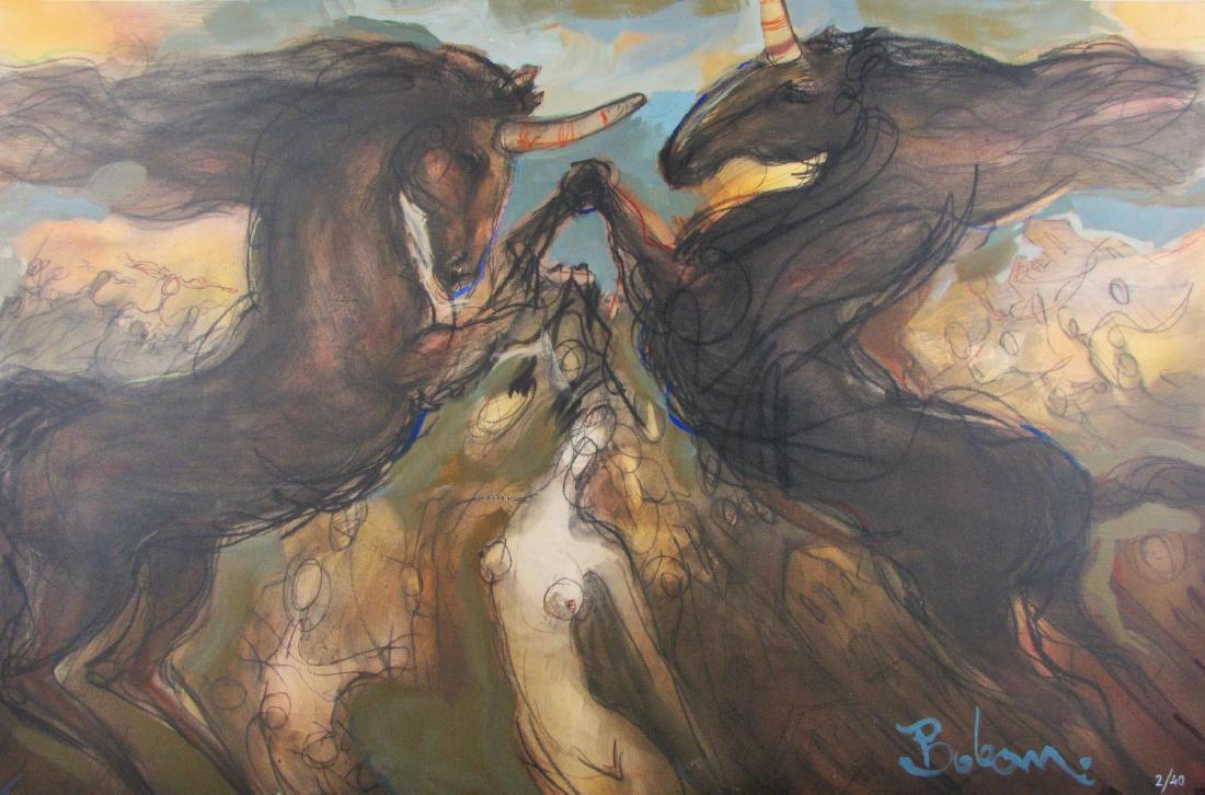 Boban Ilic, Hand-Embellished Giclee "Joust": A hand-embellished giclee, by artist Boban Ilic (b 1963), entitled "Joust", number 2 of 40, hand signed, 32 x 48, gallery retail $1600