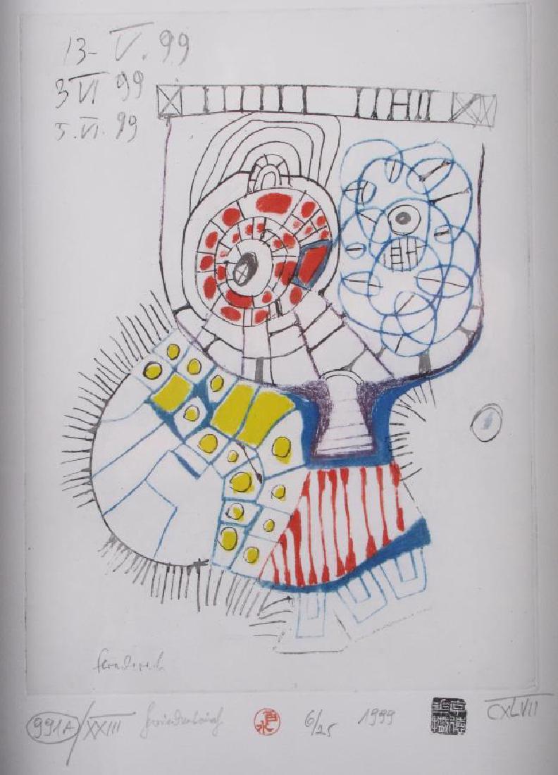 F Hundertwasser Ltd Edition Etching, "Doodle" (1 of 4)