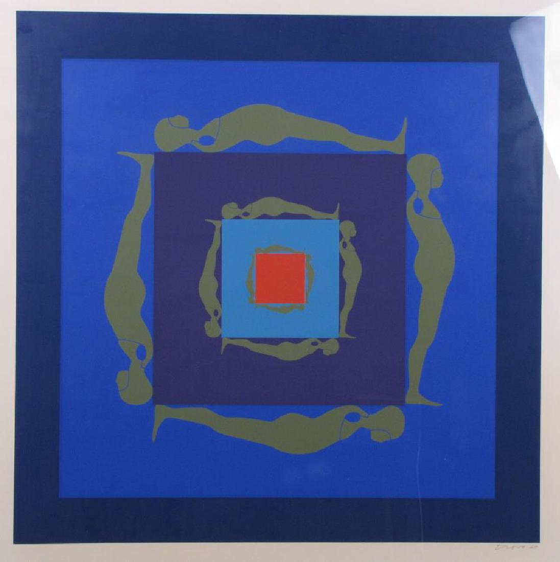 Ernest Trova, Silkscreen, 1969 Falling Man: A framed silkscreen by Ernest Trova (MO, 1927-2009), silkscreen print from The Falling Man series, signed and dated '69 in pencil lower right, size as framed 27x27