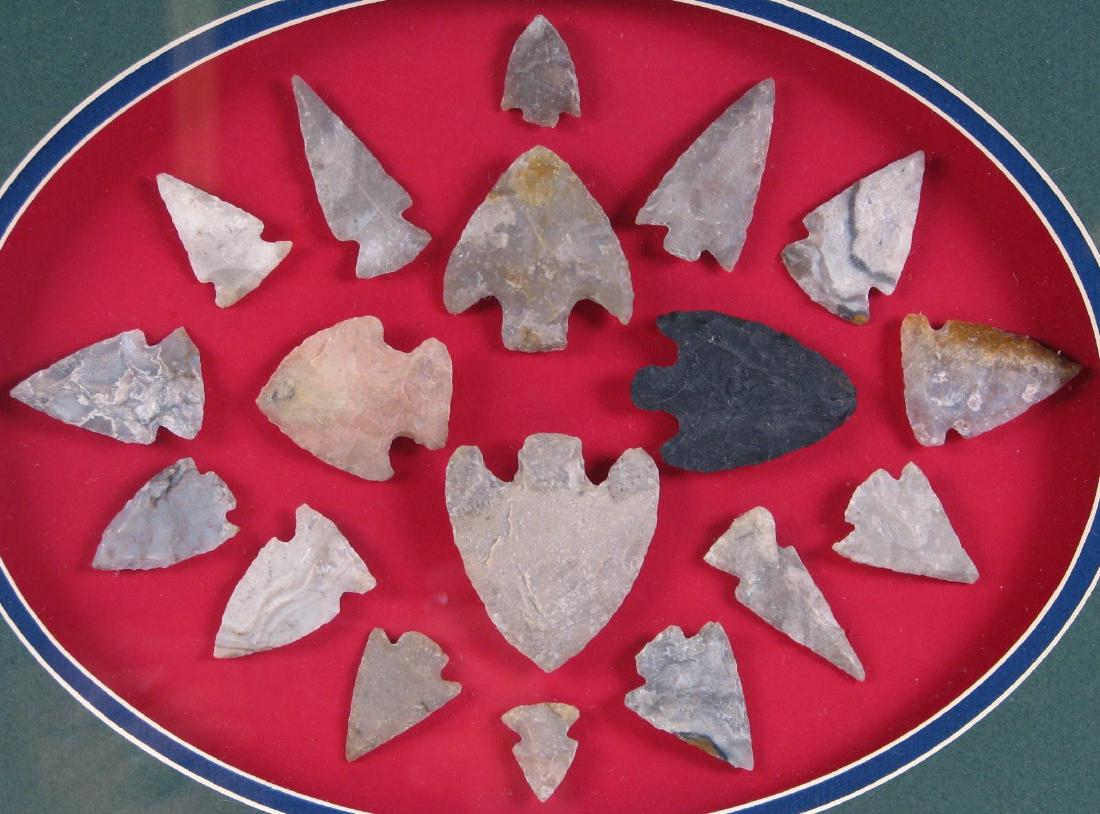 Framed Collection of Native American Arrowheads (1 of 2)