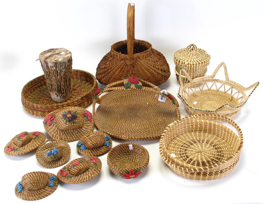 Collection of Native American Woven Baskets, Drum (1 of 5)