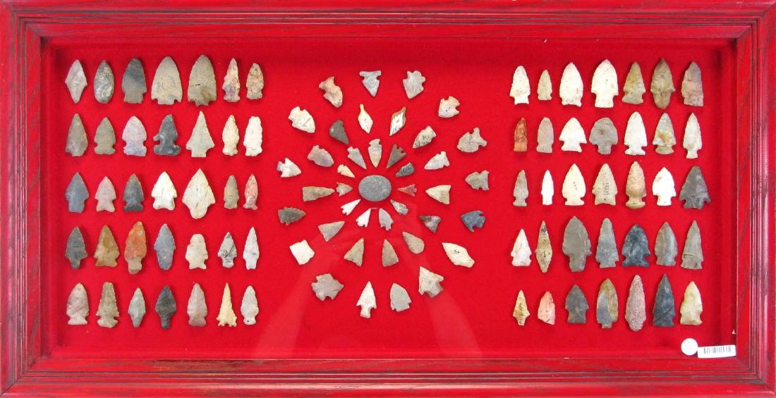 Framed Collection of Native American Arrowheads (1 of 4)