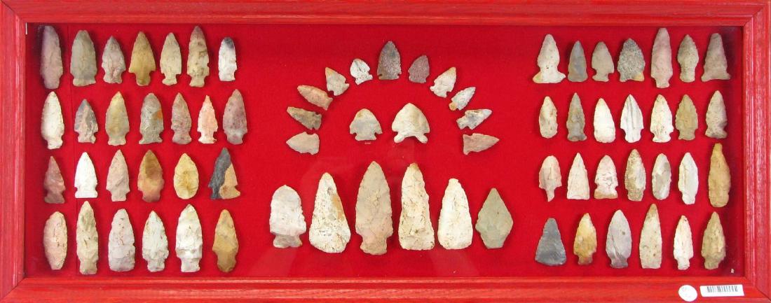 Framed Collection of Native American Arrowheads (1 of 4)
