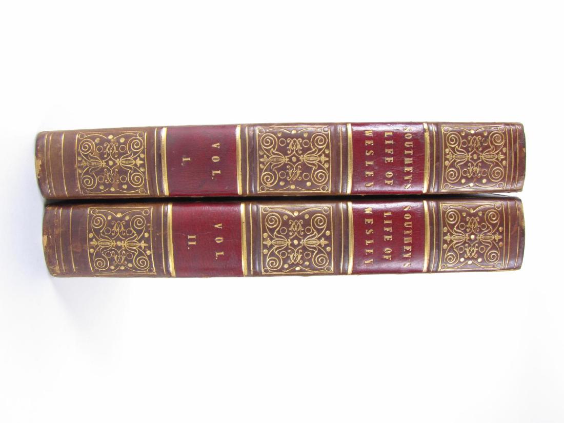 "Southey's Life of Wesley", 2 volumes: Two volumes, "Southey's Life of Wesley", London: Longman, Hurst, Rees, Orme, and Brown, 1820. Hardcover. 1st edition, binding by Josiah Fletcher, Norwich (one booked labeled), calf boards with gilt de