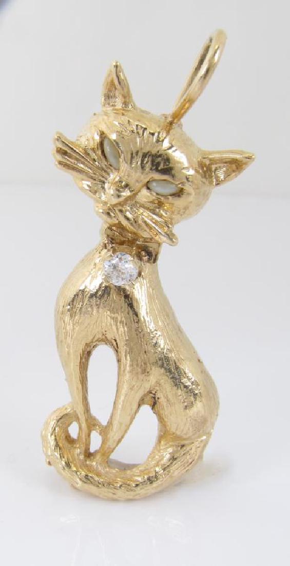 14K Yellow Gold Diamond Cat Charm (1 of 1)