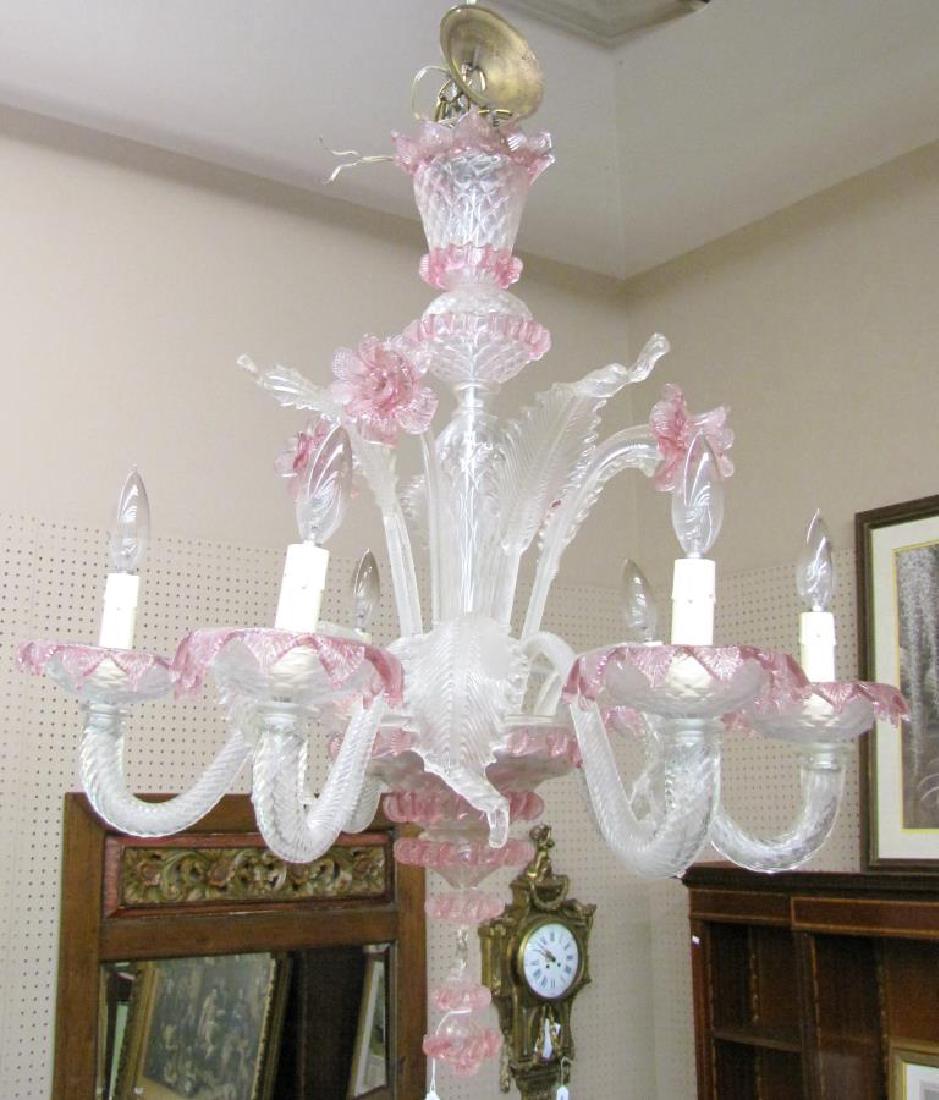 Pink and White Venetian Glass Chandelier (1 of 1)