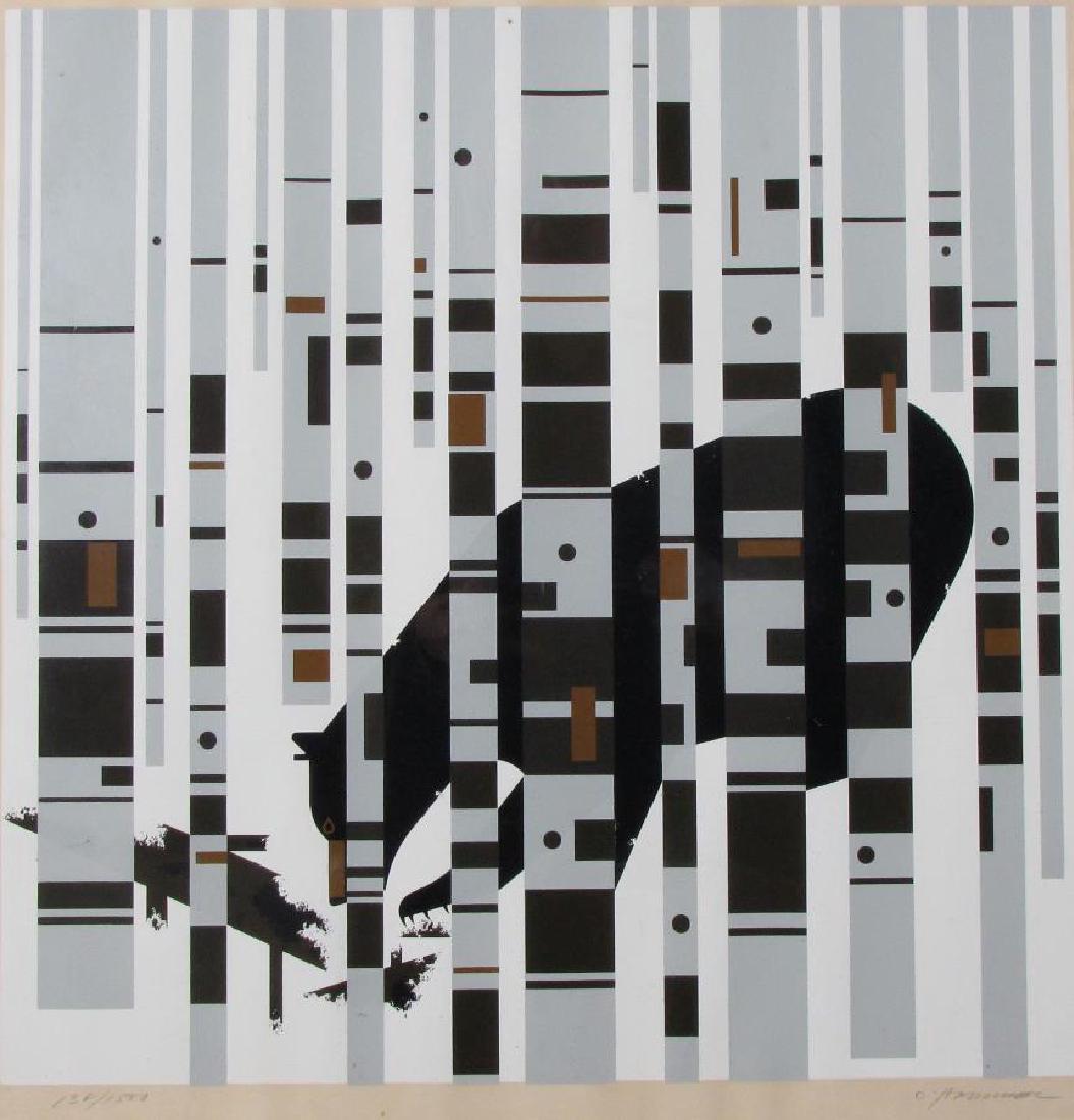 Charley Harper Serigraph, "Bear in the Birches" (1 of 4)