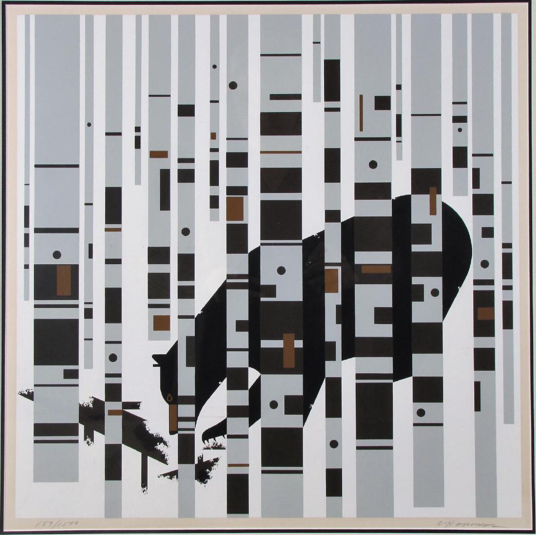Charley Harper Serigraph, "Bear in the Birches" (1 of 4)